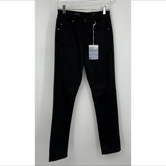 AG Adriano Goldschmied Alexxis jeans slim straight black denim distressed new 27 - Picture 2 of 10